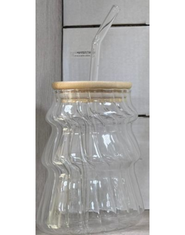 Vaso de Vidrio con Bombilla x 6 Unds.