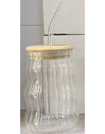 Vaso de Vidrio con Bombilla x 48 Unds.