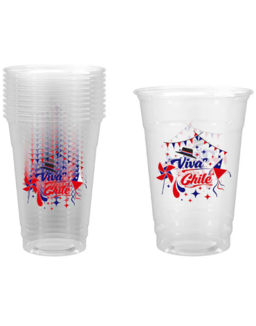 6 Set de Vasos Plásticos Transparentes Fiestas Patrias (1 Set Trae: 10 PCS) Medida: 10 x 12 cm aprox.