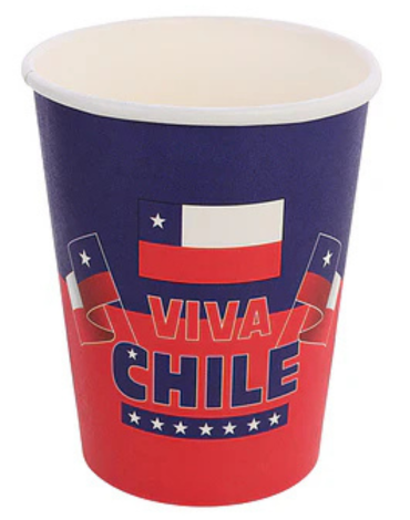 6 Set Vasos de Cartón Viva Chile (1 Set Trae: 6 PCS) Medida: 250 ml aprox.