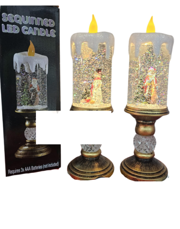 Vela Candelabro Navideña con Luz Modelos Surtidos x 3 Unds. Medida: 27 cm aprox.