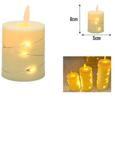 Vela Led con Luz x 12 Unds.Medida: 5 x 6 cm aprox.