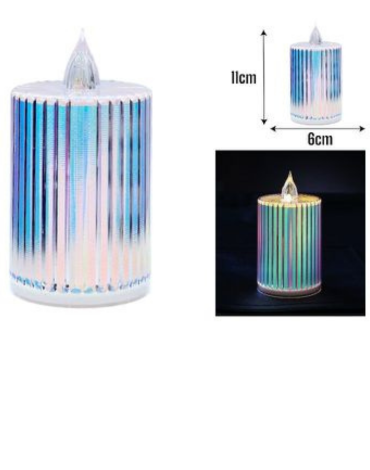 Vela Led Acrílica con Luz x 12 Unds.Medida: 11 x 6 cm aprox.