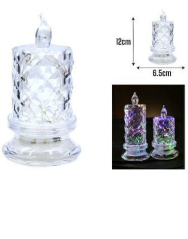 Vela Led Acrílica con Luz Multicolor x 12 Unds.Medida:12 x 6.5 cm aprox.
