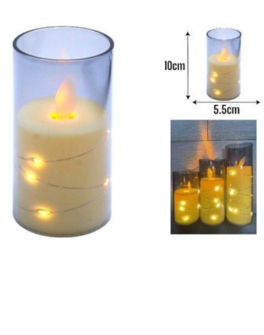 Vela Led con Luz con Recipiente x 12 Unds.Medida: 10 x 5.5 cm aprox.