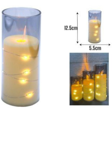 Vela Led con Luz con Recipiente x 12 Unds.Medida: 12 x 5.5 cm aprox.