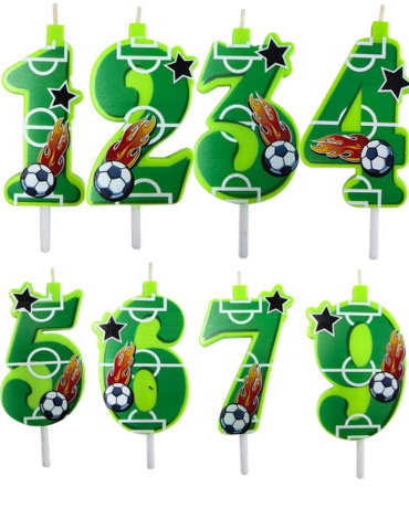 Vela de Fútbol Numero (Elegir Numero )x 12 Unds. Medida: 11 cm aprox.