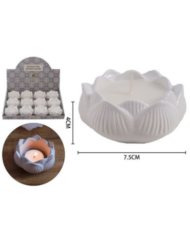 Velas Blanca con Candelabro x 12 Unds.Medida:4 x 7.5 cm aprox.