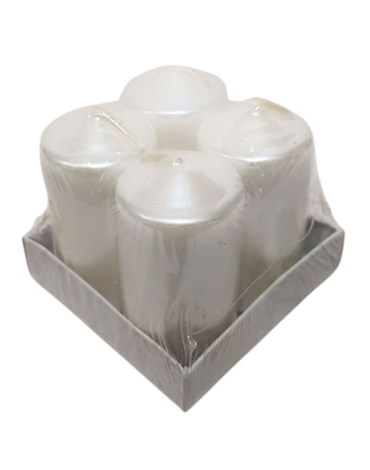 6 Set de Velas Navideñas Blancas Grandes Rojo y Plateado . (1 Set Trae 4 PCS)