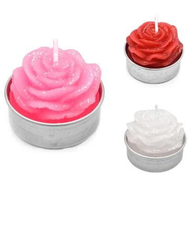 6 Set Velas de Rosas Redonda Colores Surtidos.Medida: 14 x 9 x 4 cm aprox(1 Set Trae:6 PCS)