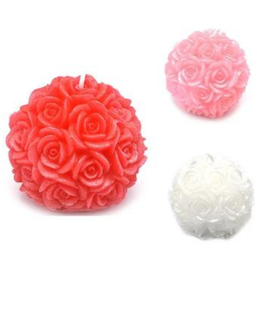 Velas Rosas Redonda Colores Surtidos x 6 Unds. Medidas: 8 x 8  cm aprox
