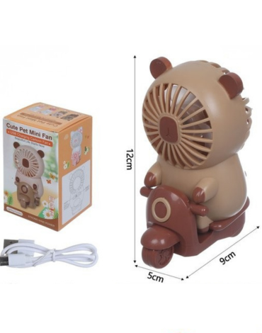 Ventilador Capibara con USB x 4 Unds.Medida: 12 x 5 x 9 cm aprox.
