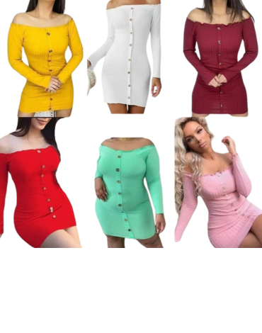 Vestido de Dama Colores Surtidos  x 4 Unds. Talla: Única