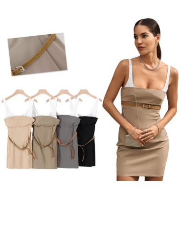 Vestido Elasticado de Dama Colores Surtidos x 12 Unds.Talla: S / M - M / L - L  / XL