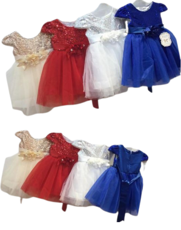 Vestido Fiesta de Niña x 12 Unds. Talla:1 a 6 años.