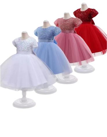 Vestido Fiesta de Niña x 12 Unds. Talla:1 a 6 años.
