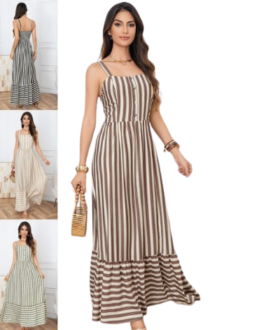 Vestido Largo de Mujer Colores Surtidos x 12 Unds.Talla: S  - M- L