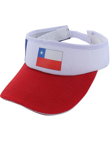 Visera Bandera de Chile x 6 Unds.Medida: 16 x 6.5 cm aprox.