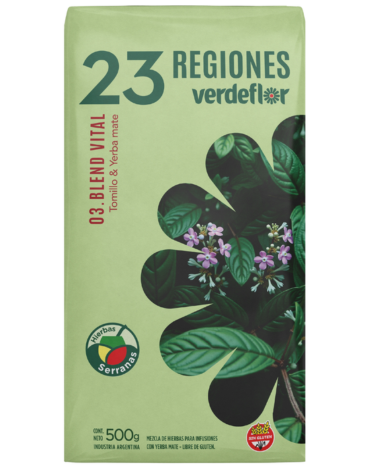 Yerba Mate 23 Regiones Blend Vital Tomillo x 4 Unds. Peso: 500 mg
