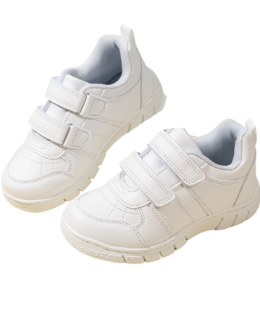 Zapatilla Escolar Doble Velcro Color Blanco x 12 Pares. Talla: 27 al 32