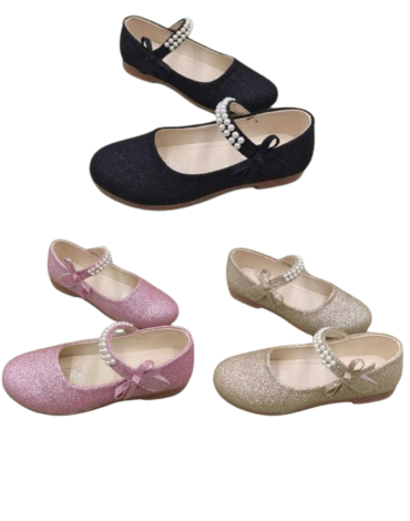 Zapatos con Brillo Colores Surtidos x 24 Pares. Talla: 31 al 36