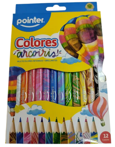6 Cajas Lápices de Colores Arco Iris Pointer 12 Colores