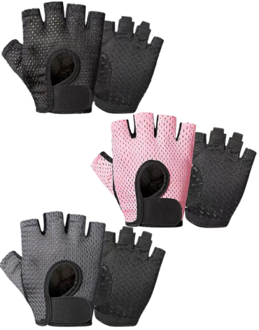 Guantes Deportivo Medio Dedo Colores Surtidos x 12 Unds. Medida: 15.5 cm aprox.