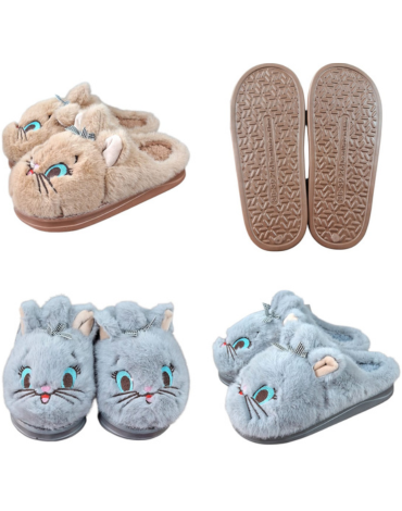 Pantufla Gatitos Colores Surtidos x 24 Pares. Tallas: 36 - 41