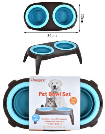 Plato Doble Alto para Mascotas Colores Surtidos x 6 Unds. Medida: 39 x 22 cm aprox.