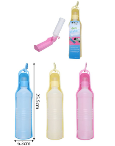 Botella de agua para Macotas Colores Surtidos x 10 Unds. Medida: 6.3 x 25.5 cm aprox.