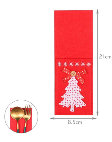 Porta Cubiertos de Navidad x 12 Unds. Medida: 25 x 8.5 cm aprox.