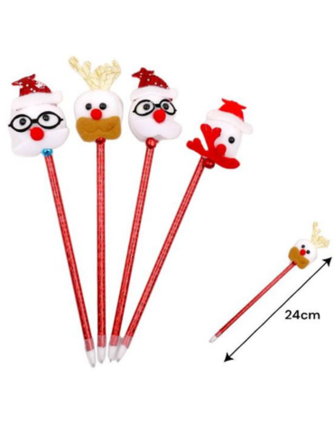 4 Set de Lapices Navideños Modelos Surtidos (1 Set Trae 12 PCS) Medida: 24 cm aprox.