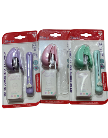 6 Set de Mini Corchetera Colores Surtidos (1 Set Trae 3 PCS)