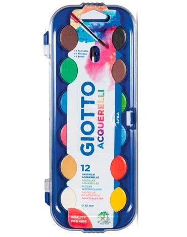 Acuarela 12 Colores 30 Mm Giotto x 4 Unds.