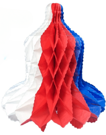 Adorno Campana de Papel Tricolor x 12 Unds. Medida: 30 cm aprox.