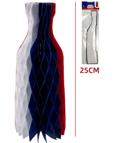 Adorno Botella de Papel Fiestas Patrias x 12 Unds. Medida: 25 cm aprox.