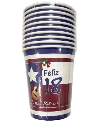 Vasos Feliz 18 Fiestas Patrias x 20 Unds.