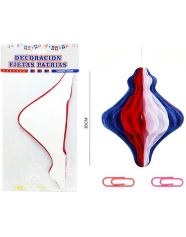 Adorno Colgante Trompo Fiesta Patrias x 12 Unds. Medida: 30 cm aprox