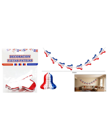 Guirnalda de Papel Campanas Tricolor x 6 Unds. Medida: 270 cm aprox