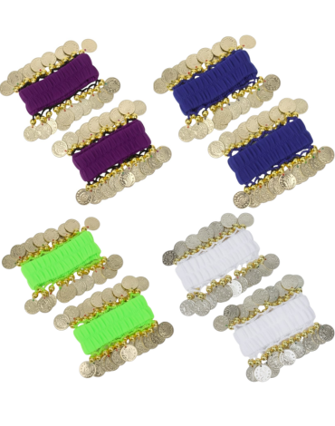 Pulseras con Monedas para Danzas Colores Surtidos x 6 Pares.