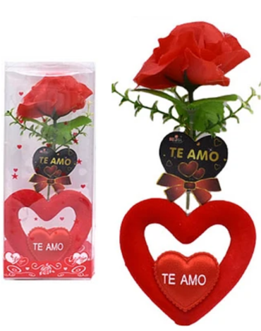 Adorno Rosa con Corazón Color Único x 4 Unds. Medida: 21 x 10 cm aprox.