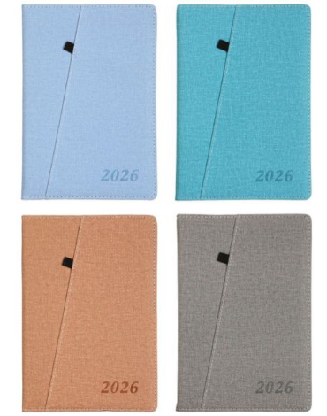 Agenda 2026 Colores Surtidos x 6 Unds. Medida: 21.3 x 14.8 cm aprox.