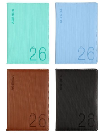 Agenda 2026 Colores Surtidos x 6 Unds. Medida: 21.3 x 14.8 cm aprox.