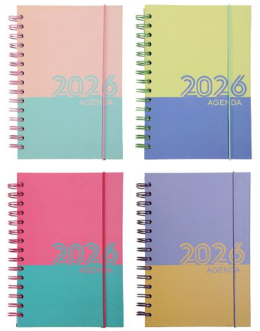 Agenda 2026 Colores Surtidos x 6 Unds. Medida: 21 x 14.5 cm aprox.