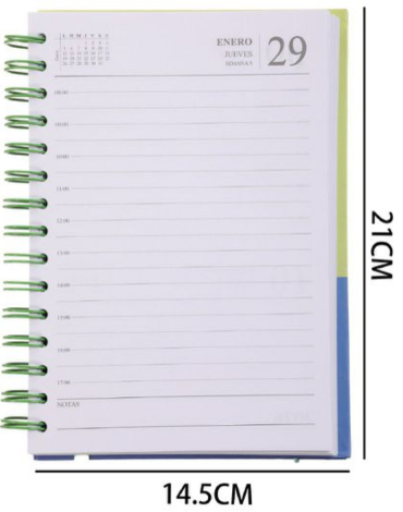 Agenda 2026 Colores Surtidos x 6 Unds. Medida: 21 x 14.5 cm aprox.