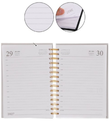 Agenda Notes 2027 A6 Colores Surtidos x 6 Unds. Medida: 15.5 x 10.5 cm aprox.