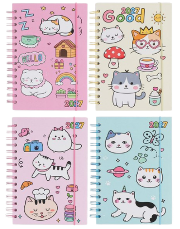 Agenda Gatitos 2027 A6 Modelos Surtidos x 6 Unds. Medida: 15.5 x 10.5 cm aprox.