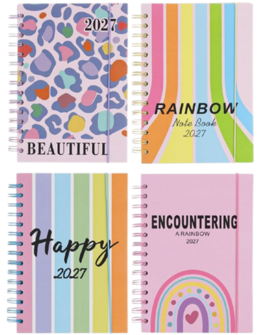 Agenda 2027 A6 Modelos Surtidos x 6 Unds. Medida: 15.5 x 10.5 cm aprox.
