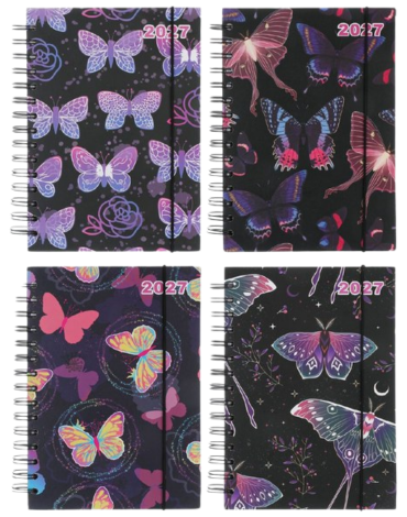 Agenda Mariposas 2027 A6 Modelos Surtidos x 6 Unds. Medida: 15.5 x 10.5 cm aprox.