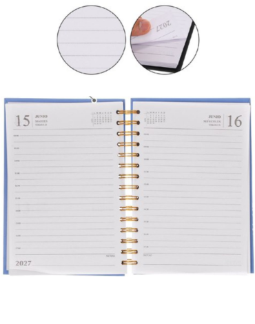Agenda 2027 A6 Colores Surtidos x 6 Unds. Medida: 15.5 x 10.5 cm aprox.